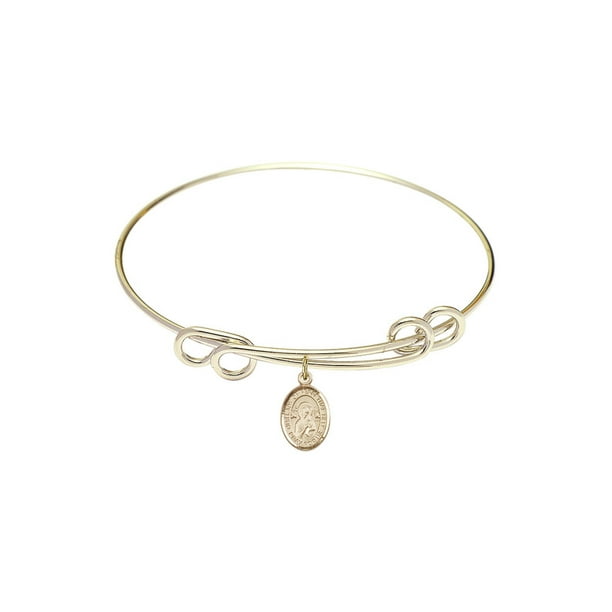 Our Lady Of Perpetual Help Charm On A 8 1/2 Inch Round Double Loop Bangle Bracelet Our Lady Of Perpetual Help Charm On A 8 1/2 Inch Round Double Loop Bangle Bracelet